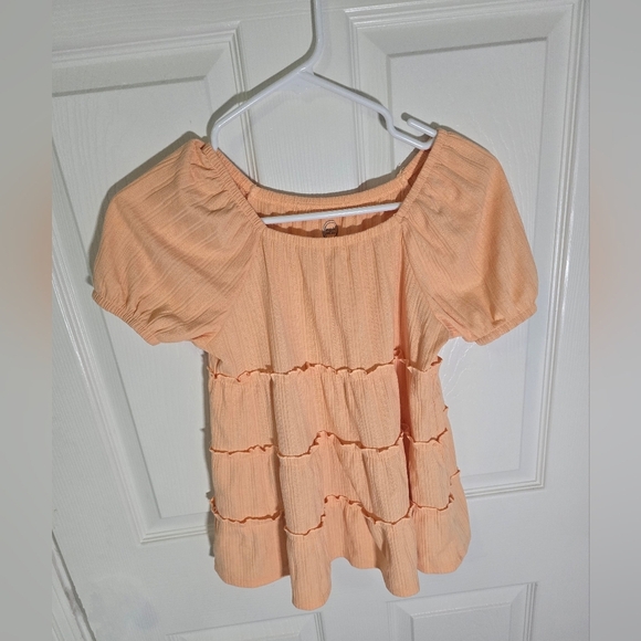 Wonder Nation Girls Tiered Flowy Babydoll Top Peach Orange XL - Picture 1 of 8